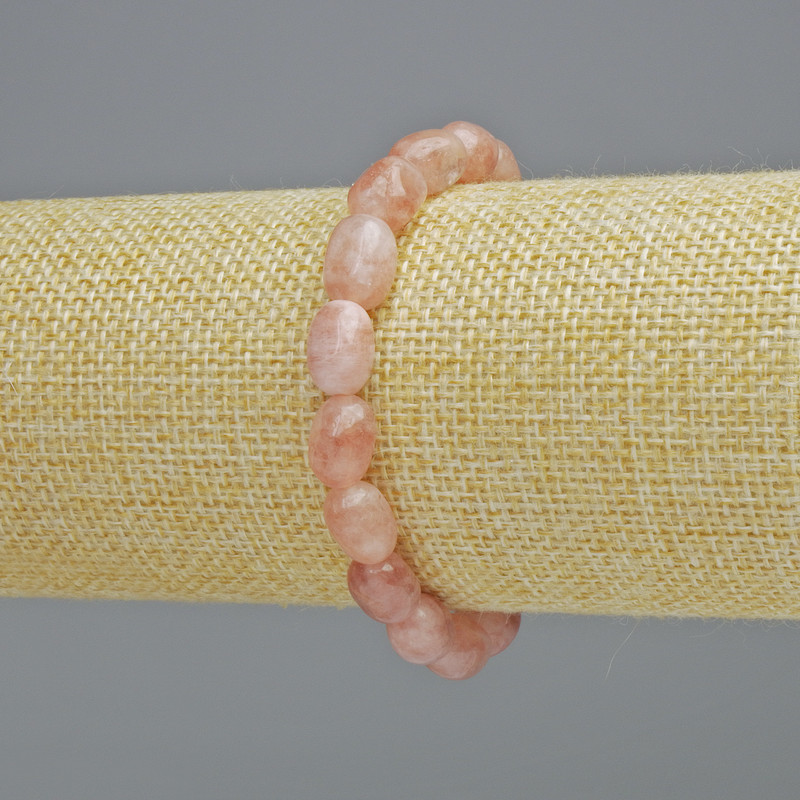 Strawberry Quartz Bracelet, Natural Stone Tumbled, Diameter 7x10.5mm+- (Stretch), Length 18cm+