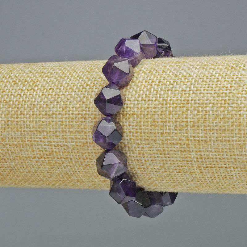 Amethyst Bracelet, Natural Stone Faceted, Diameter 10.5x12mm+- (Stretch), Length 18cm+