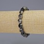 Silver Obsidian Bracelet, natural stone faceted, diameter 8.5x10mm+/- (stretch), length 18cm+
