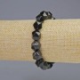 Silver Obsidian Bracelet, natural stone faceted, diameter 10x12mm+/- (stretch), length 18cm+