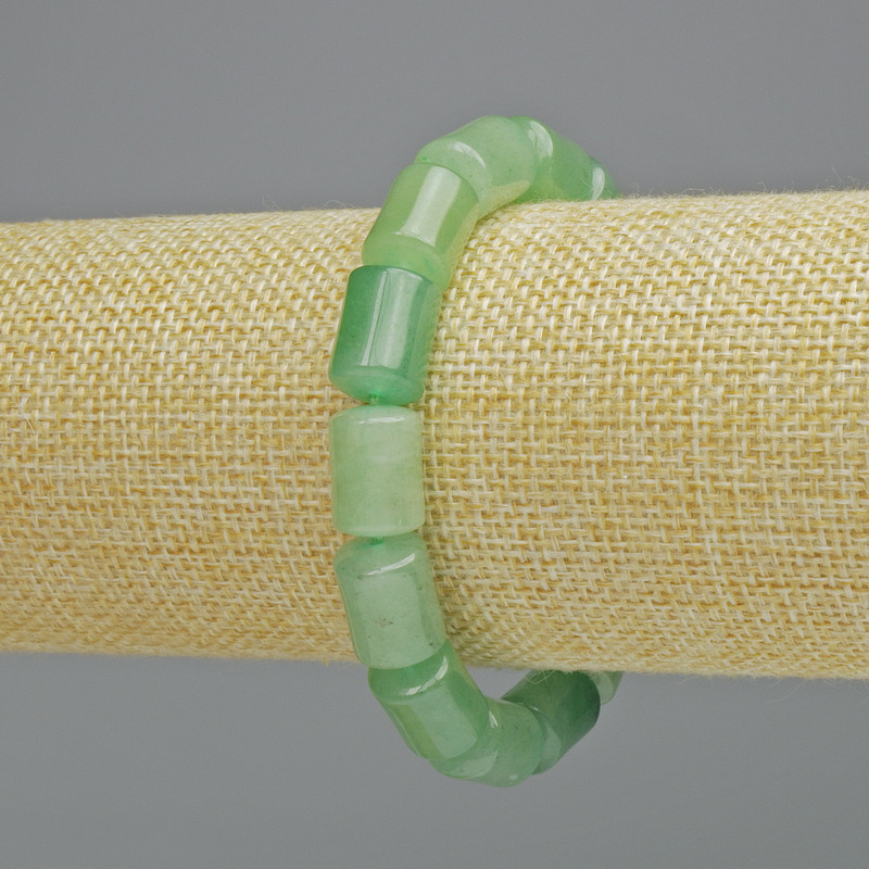 Jade Bracelet, natural stone cylinder, diameter 10x14mm+/- (stretch), length 18cm+