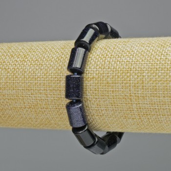 Aventurine "Cairo Night" Bracelet (synthetic), cylinder, diameter 10x13.5mm+/- (stretch), length 18cm+