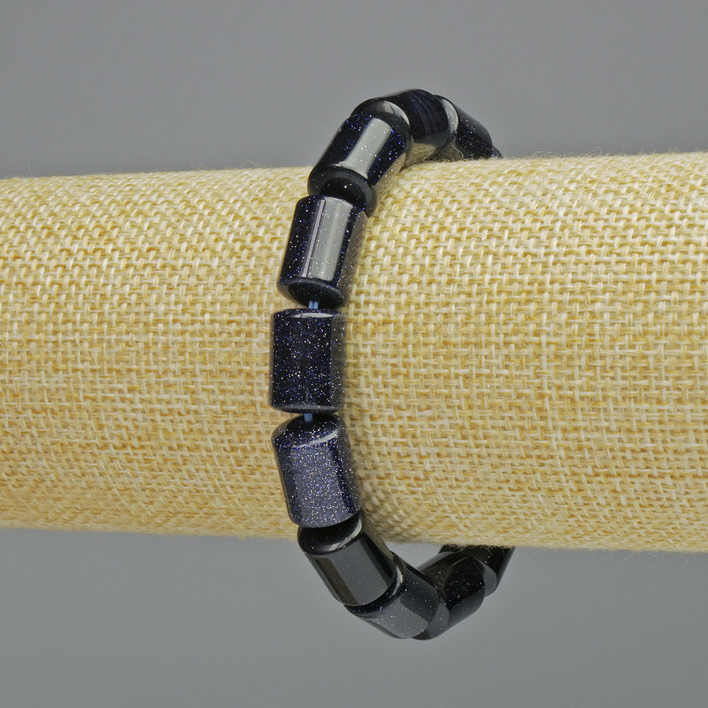 Aventurine "Cairo Night" Bracelet (synthetic), cylinder, diameter 10x13.5mm+/- (stretch), length 18cm+