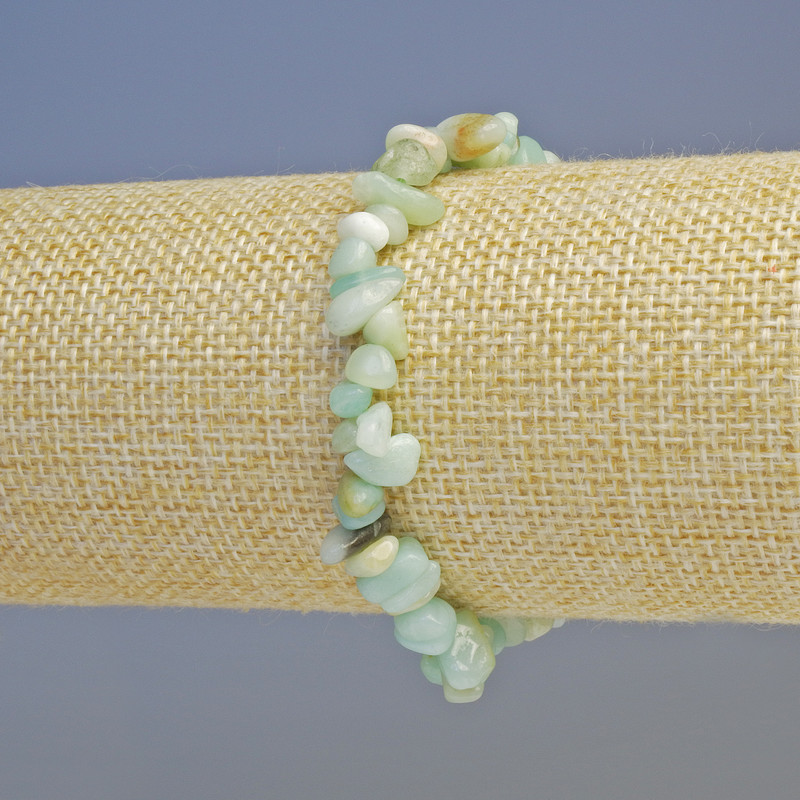Amazonite Bracelet, natural stone chips, diameter 7x3mm+- (stretch), length 18cm+