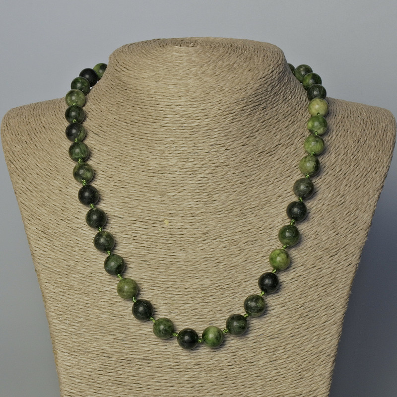Diopside Necklace, natural stone smooth round bead, diameter 10mm+-, length 45-49cm+