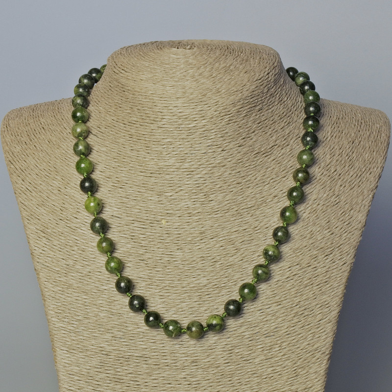Diopside Necklace, natural stone smooth round bead, diameter 9mm+-, length 45-49cm+