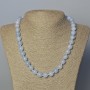 Blue Agate Chalcedony Necklace, natural stone, smooth round beads, diameter 10.5mm+-, length 45-49cm+