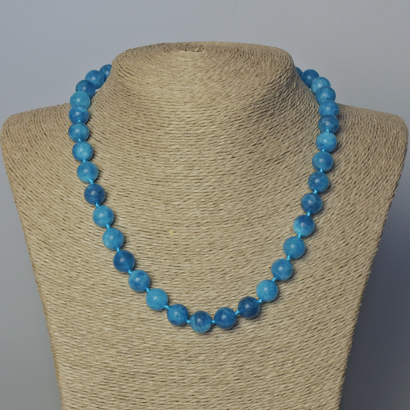 Apatite Necklace, natural stone smooth beads, diameter 10mm+/-, length 45-47cm+