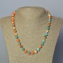 "Variscite" Necklace (imitation acrylic), orange, blue and white smooth round beads, diameter 8.5mm+-, length 45-48cm+