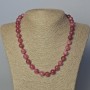 Rubellite Tourmaline Necklace, natural stone, smooth round beads, diameter 10.5mm+-, length 45-49cm+