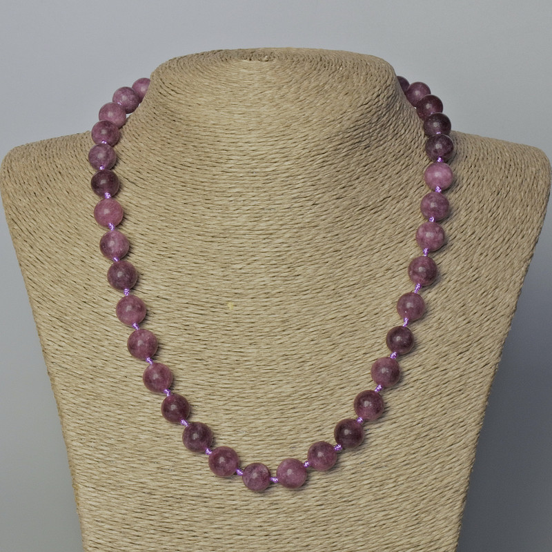 Rubellite Tourmaline Necklace, natural stone, smooth round beads, diameter 10.5mm+-, length 45-49cm+