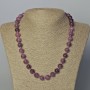 Rubellite Tourmaline Necklace, natural stone, smooth round beads, diameter 10.5mm+-, length 45-49cm+