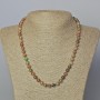 Watermelon Garnet Natural Stone Necklace, smooth bead, diameter 7mm+-, length 45-49cm+