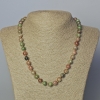 Watermelon Garnet Natural Stone Necklace, smooth bead, diameter 8.5mm+-, length 45-49cm+