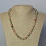 Watermelon Garnet Natural Stone Necklace, smooth bead, diameter 8.5mm+-, length 45-49cm+