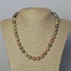 Watermelon Garnet Natural Stone Necklace, smooth bead, diameter 10mm+-, length 45-49cm+