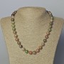 Watermelon Garnet Natural Stone Necklace, smooth bead, diameter 10mm+-, length 45-49cm+