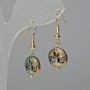Hematite "Tree" Earrings, chameleon colour, diameter 12.5x4.5mm+- gold-tone ear hook