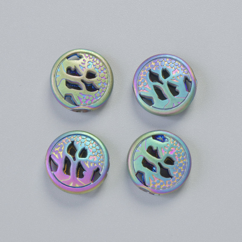 Hematite Bead Matte Chameleon Colour, Diameter 12x4.5mm+/- (4 pcs)