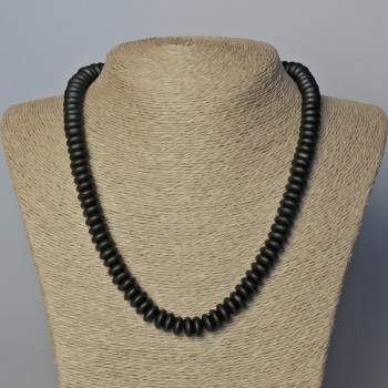 Shungite (imitation) Necklace, smooth rondelle, diameter 10x4.5mm+-, length 45-49cm+