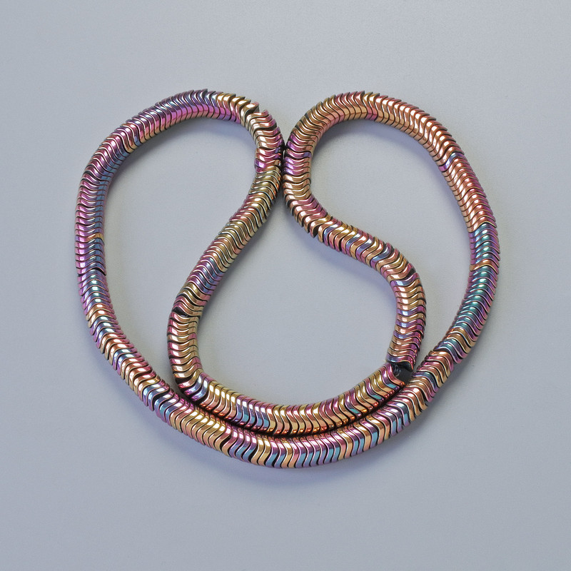 Hematite Beads Chameleon Colour Zigzag, Diameter 6x2mm+-, Length 40cm+- on a String