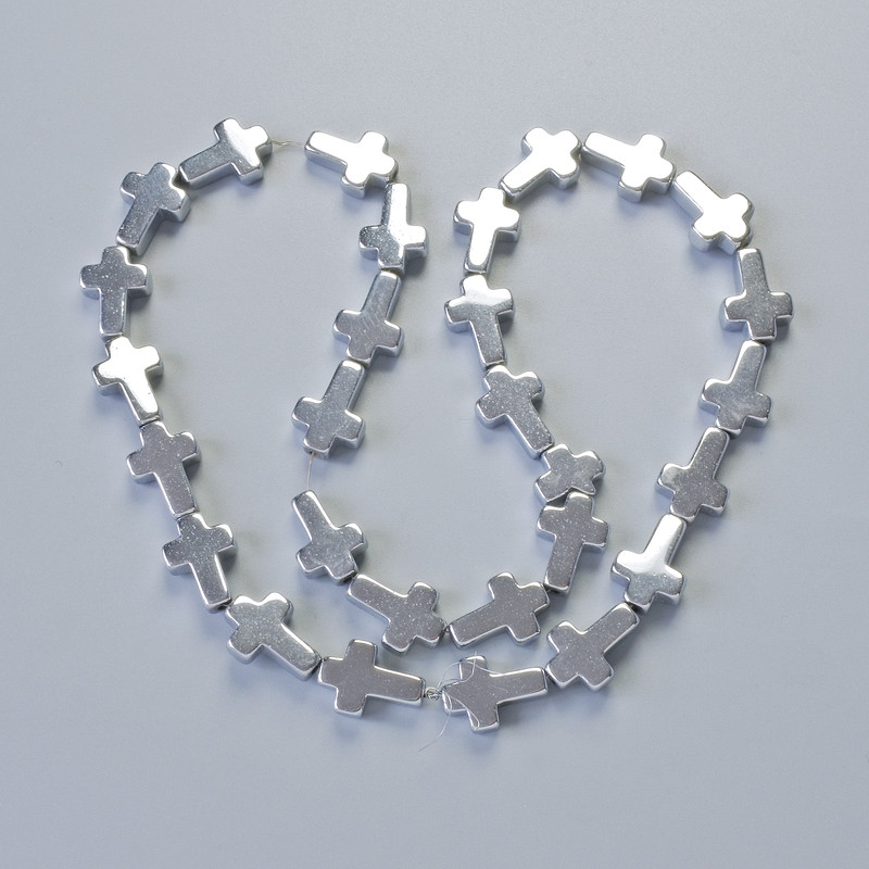 Hematite Beads "Cross", diameter 10x14x4mm+/-, length 40cm+/- on thread