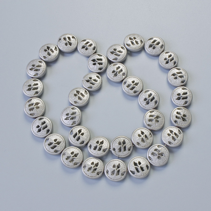 Hematite Beads, matte silver color, 12×4.5 mm, 5mm+-, length 41 cm+- on thread