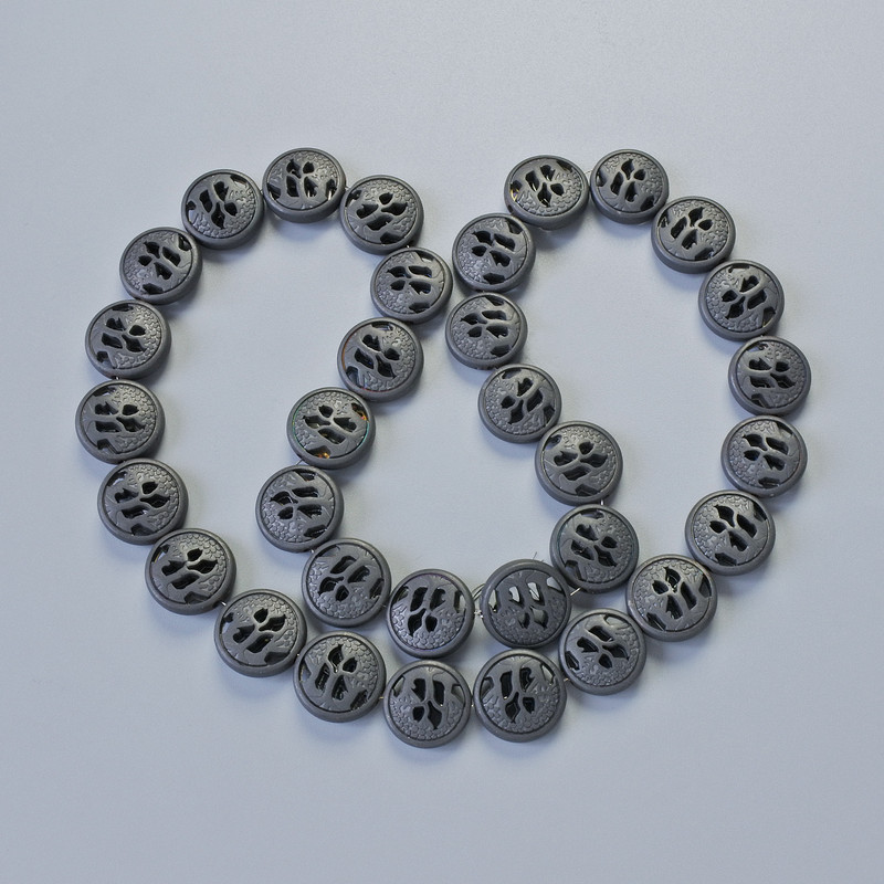 Hematite Beads Matte Black Colour, 12×4.5mm diameter, 5mm+-, 41cm+- length on a thread