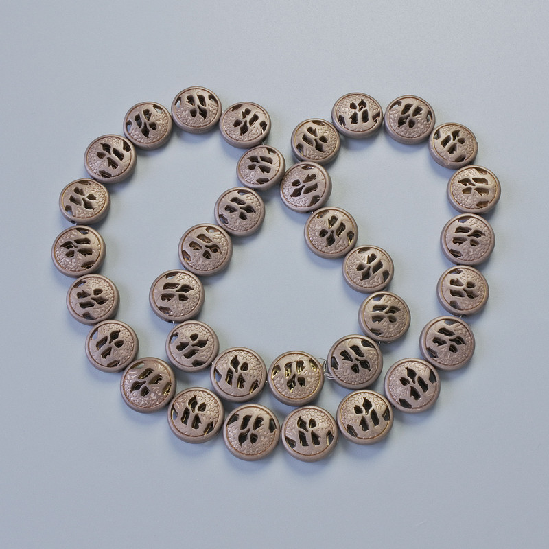 Hematite beads, matte bronze colour, diameter 12×4.5 mm, 5 mm±, length 41 cm± on thread