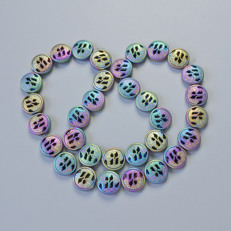 Hematite Beads, Matte Chameleon Colour, Diameter 12x4.5mm+/-, Length 41cm+/- on a Thread