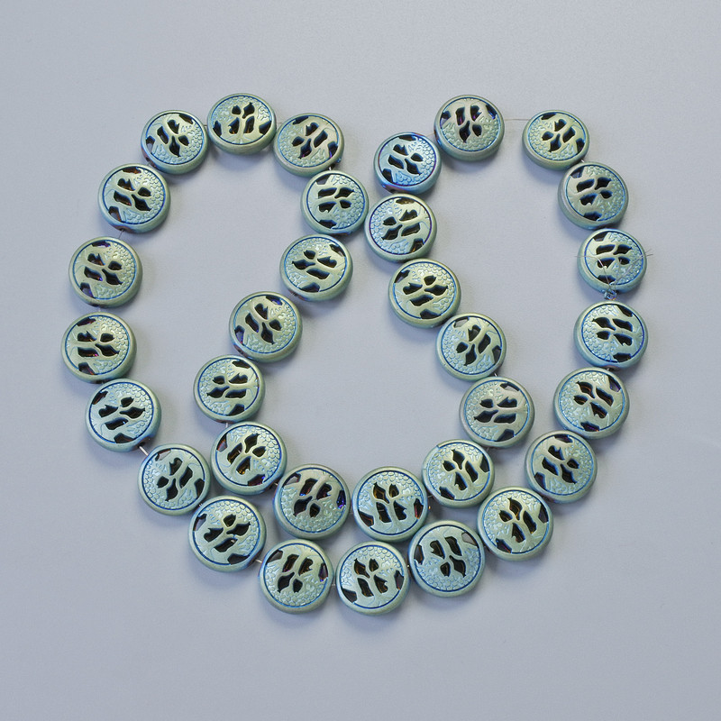 Hematite Beads, Matte Chameleon Colour, Diameter 12x4.5mm+/-, Length 41cm+/- on a Thread