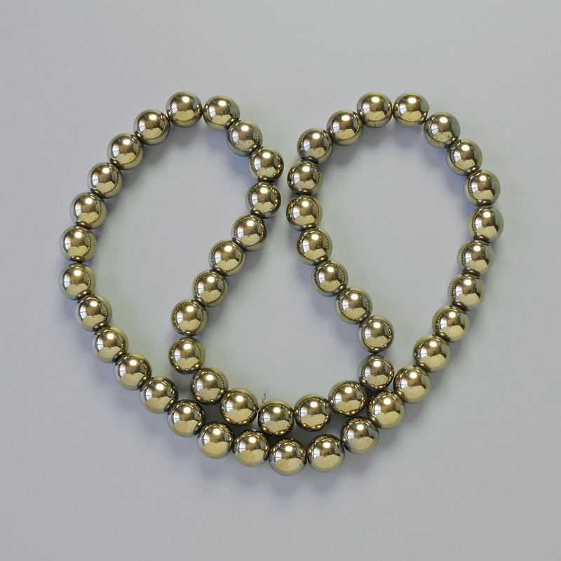 Hematite Beads, round, bronze colour, diameter 8mm+/-, length 42cm+/- on thread