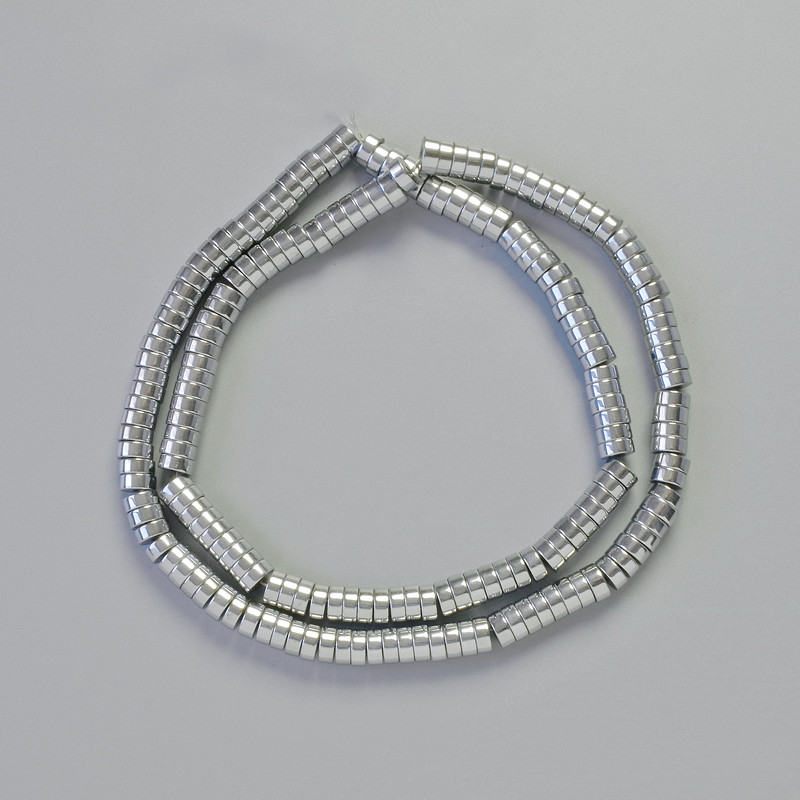 Hematite Rondelle Insert Beads, Silver Colour, Diameter 5x2mm+/-, Length 42cm+/- on a String