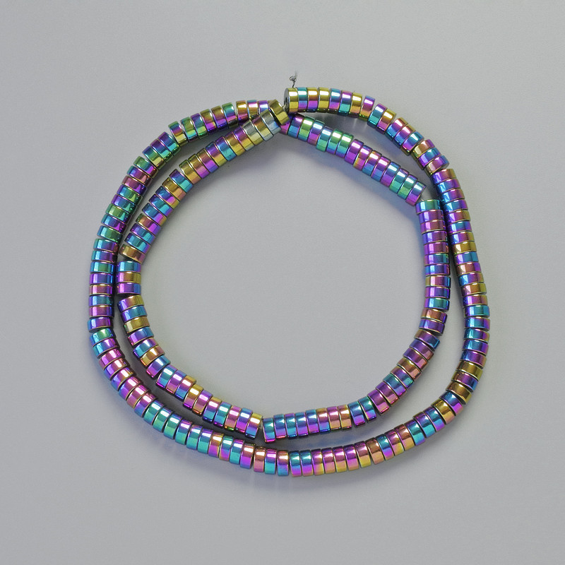 Hematite Rondelle Spacer Beads Multicolour, diameter 5x2mm+/-, length 42cm+/- on a thread
