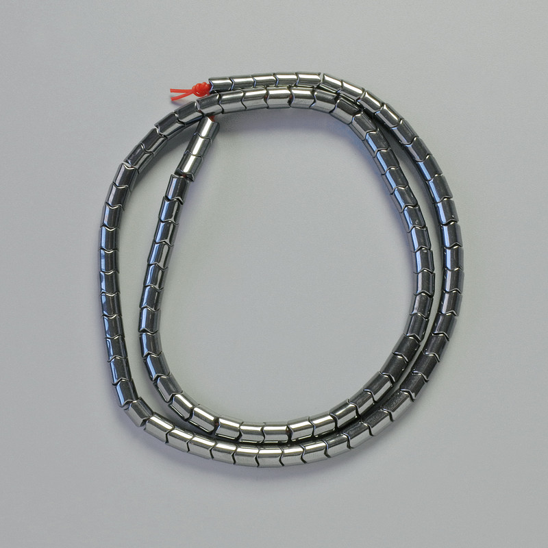 Hematite Zigzag Cylinder Beads, black colour, diameter 4x4mm+/-, length 41cm+/- strand