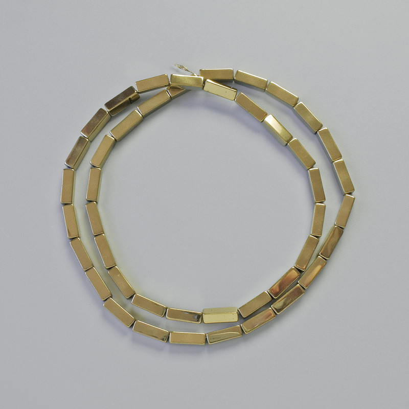 Hematite Beads Rectangle Gold Colour, diameter 9x3mm+/-, length 41cm+/- strand