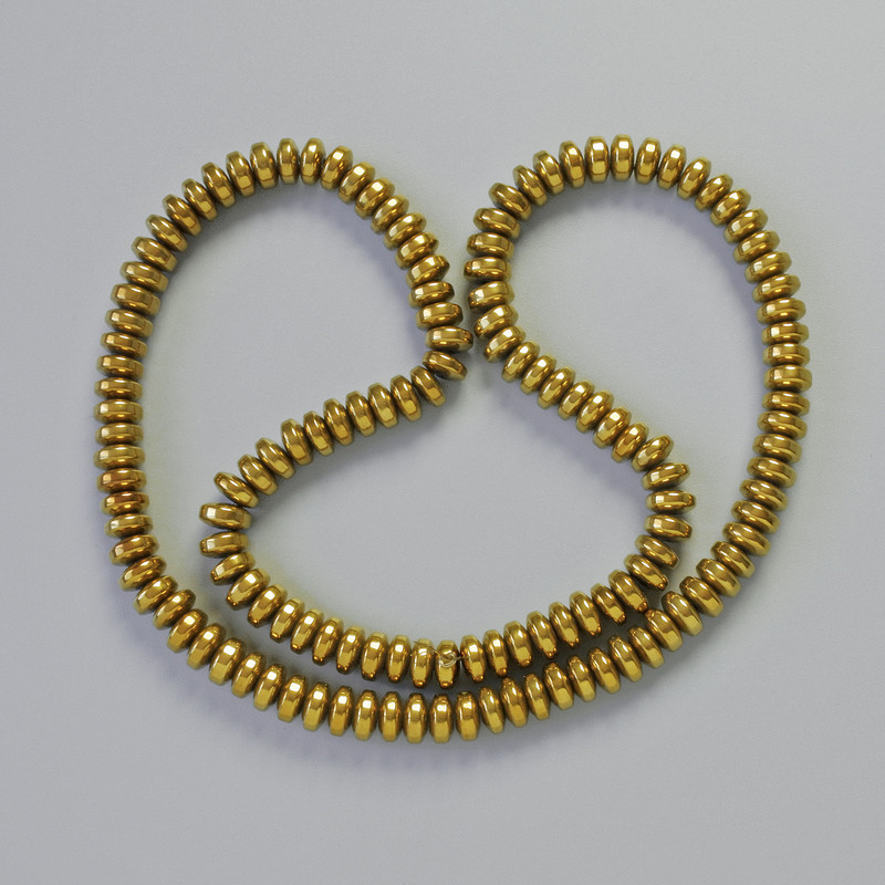 Hematite Rondelle Insert Beads, Dark Gold Colour, Diameter 6x3mm+/-, Length 42cm+/- on a String