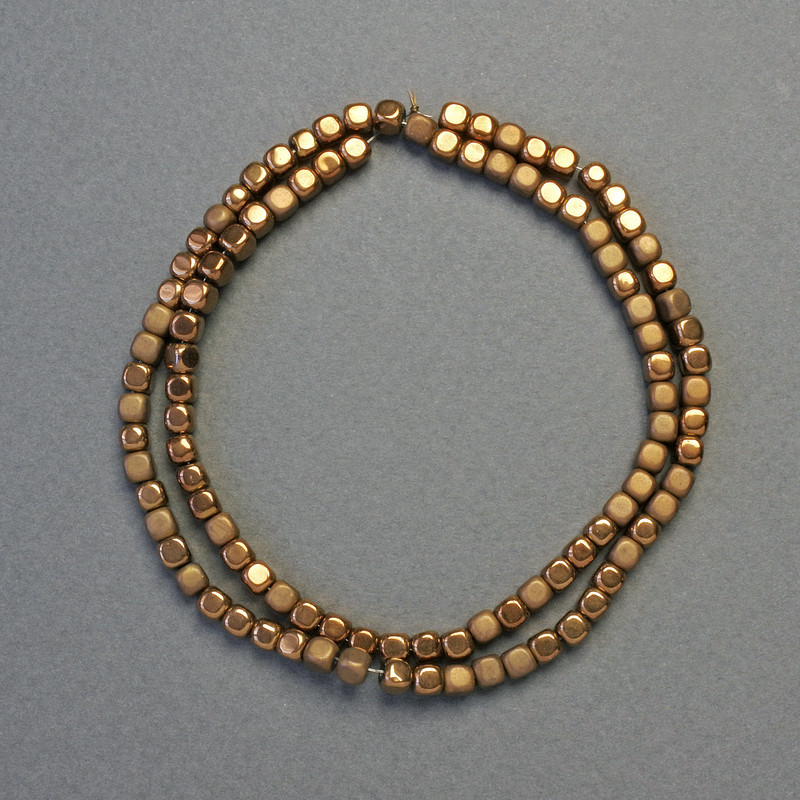 Hematite Beads Cubes Copper Colour Matte & Glossy, diameter 4x4mm+/-, length 40cm+/- strand