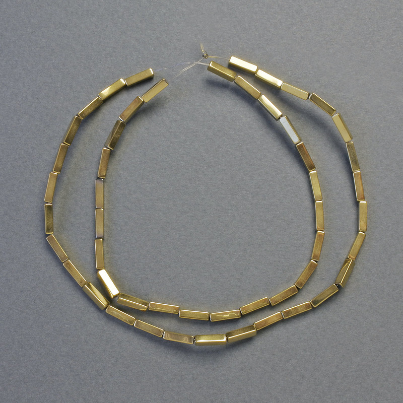 Hematite Beads Rectangle Gold Colour, Size 8x2mm+-, Length 41cm+- Strand