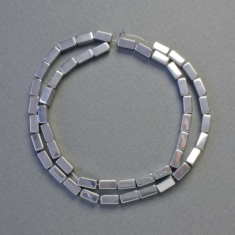 Hematite Beads Rectangle Silver Colour, Size 8x4mm+-, Length 42cm+- Strand