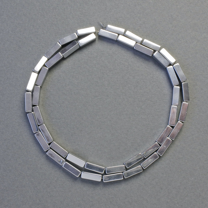 Hematite Beads Rectangle Silver Colour, Size 9x3mm+-, Length 42cm+- Strand