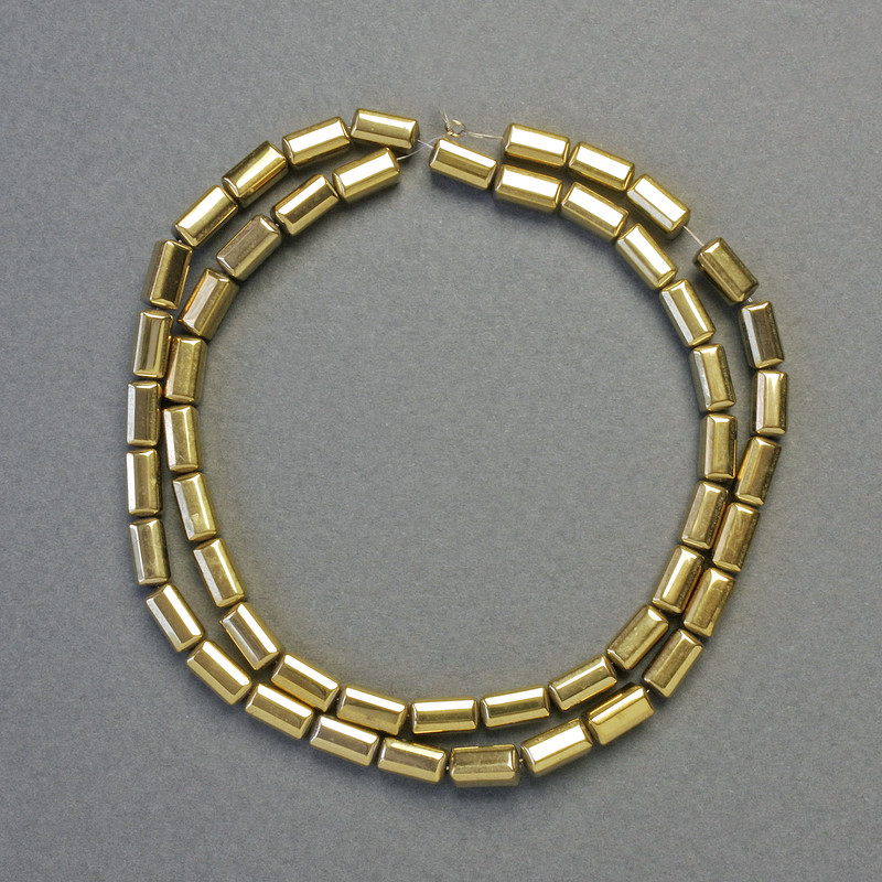 Hematite Beads Rectangular Rounded Corners Gold Colour, diameter 8×4mm±, length 42cm± strand