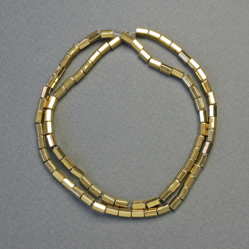 Hematite Rounded Hexagon Beads, Light Gold Colour, Diameter 5x3mm+/-, Length 42cm+/- Strand