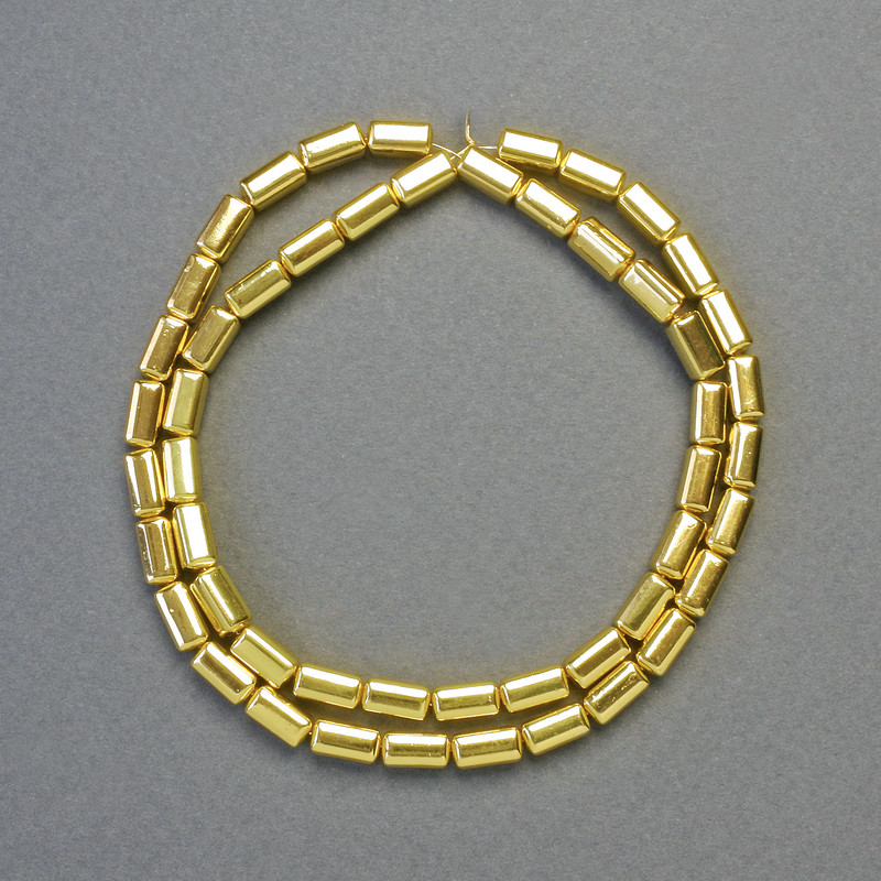 Hematite Rounded Rectangle Beads, Gold Colour, 8x4mm+- Diameter, 42cm+- Strand