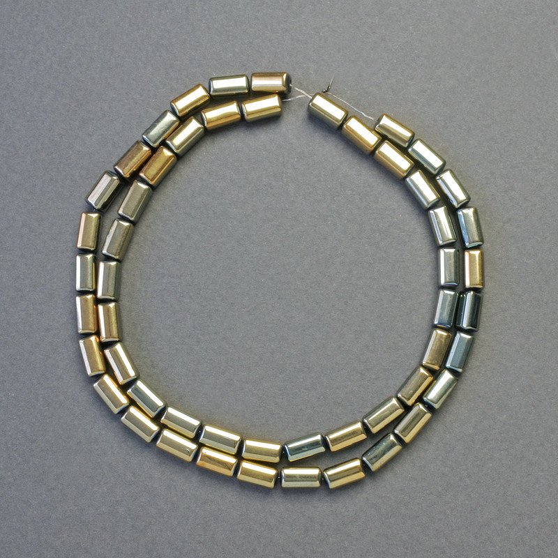 Hematite Rounded Rectangle Beads, Bronze Chameleon Colour, 8x4mm+- Diameter, 42cm+- Strand