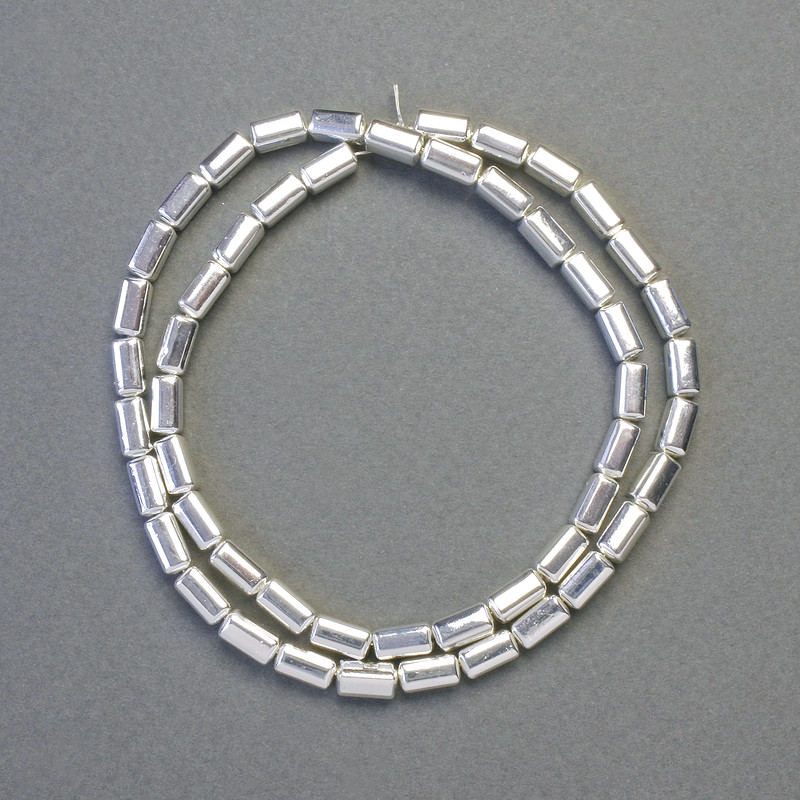 Hematite Rounded Rectangle Beads, Silver Colour, 8x4mm+- Diameter, 42cm+- Strand