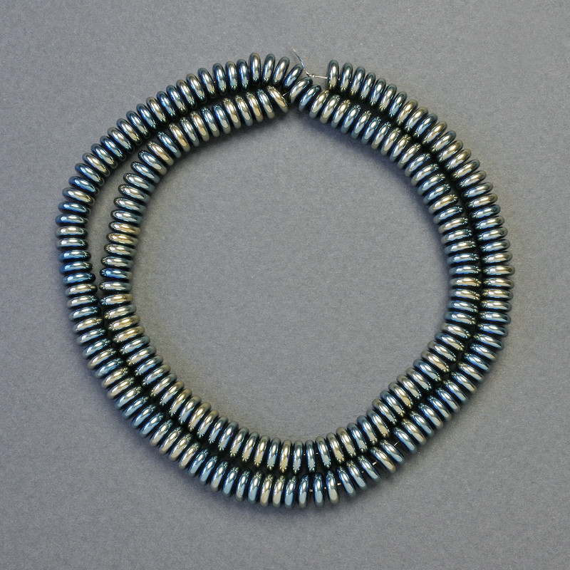 Hematite Rondelle Insert Beads, Chameleon Green Colour, Diameter 6x2mm+/-, Length 42cm+/- Strand