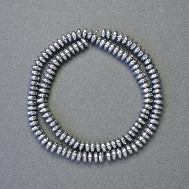 Hematite Rondelle Insert Beads, Silver Colour, Diameter 6x3mm+/-, Length 42cm+/- Strand