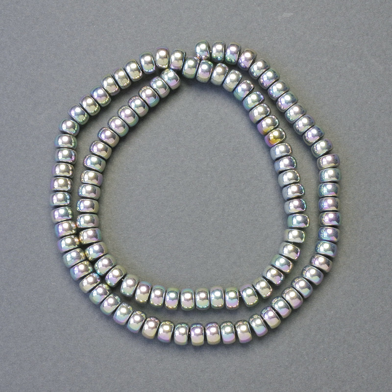 Hematite Rondelle Spacer Beads Rainbow Colour, Size 6x4mm+-, Length 42cm+- Strand