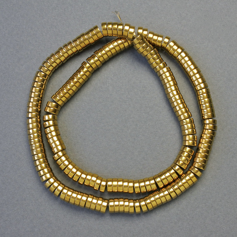 Hematite Rondelle Spacer Beads Dark Gold Colour, Size 6x2mm+-, Length 42cm+- Strand